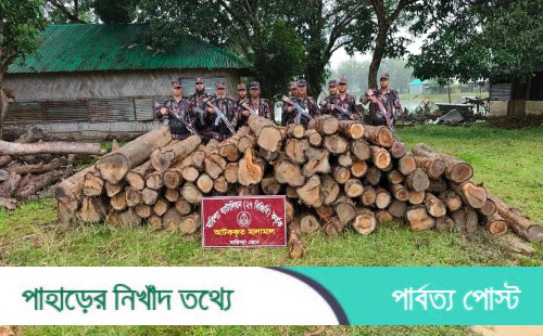 বাঘাইছড়িতে বিজিবির অভিযানে অবৈধ সেগুন কাঠ জব্দ