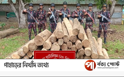 বাঘাইছড়িতে বিজিবির অভিযানে অবৈধ কাঠ উদ্ধার